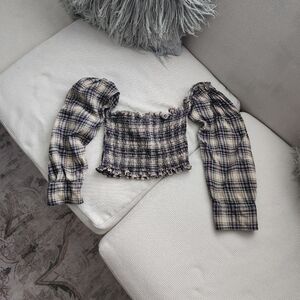 Furst of a Kind Flannel Smocked Crop Top
